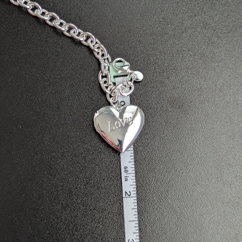 Sterling Silver 925 Love Heart Locket Charm Bracelet Bangle For Pictures - Picture 7 of 8